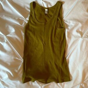 J. Crew ribbed cotton fitted tank in olive green size large